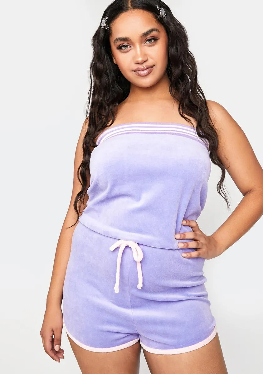 Plus Lavender Not Regular Sleeveless Romper-