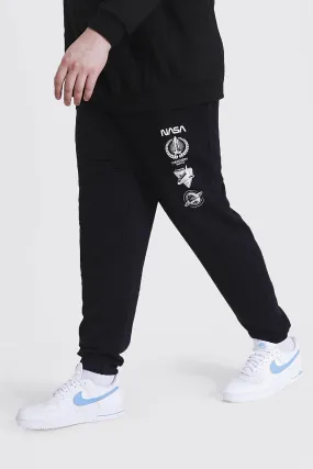 Plus Size Nasa Multi Logo License Joggers | boohooMAN UK