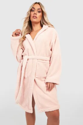 Plus Super Soft Hooded Fleece Dressing Gown