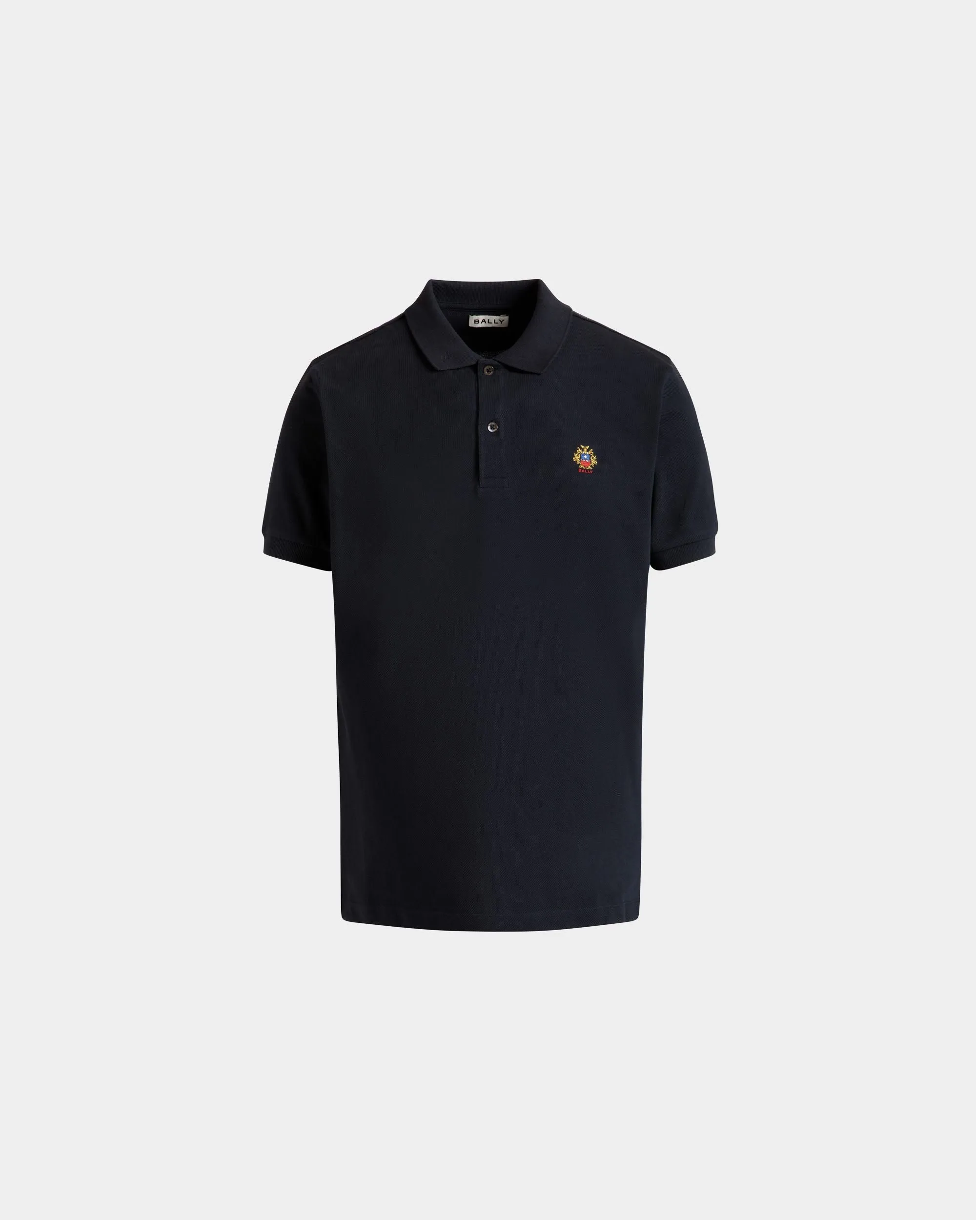 Polo Shirt in Navy Blue Cotton 