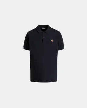 Polo Shirt in Navy Blue Cotton 