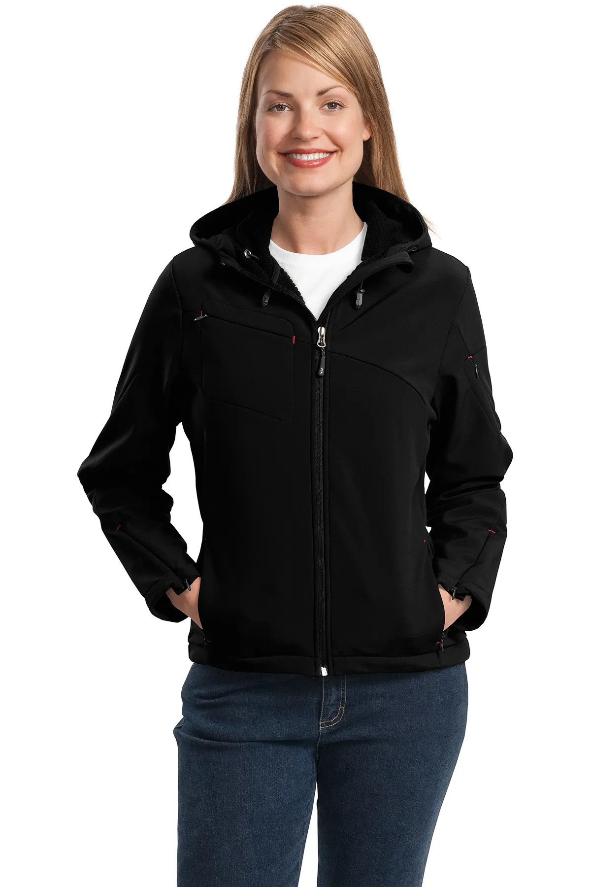 Port Authority Ladies Textured Hooded Soft Shell Jacket L706 SKU: L706