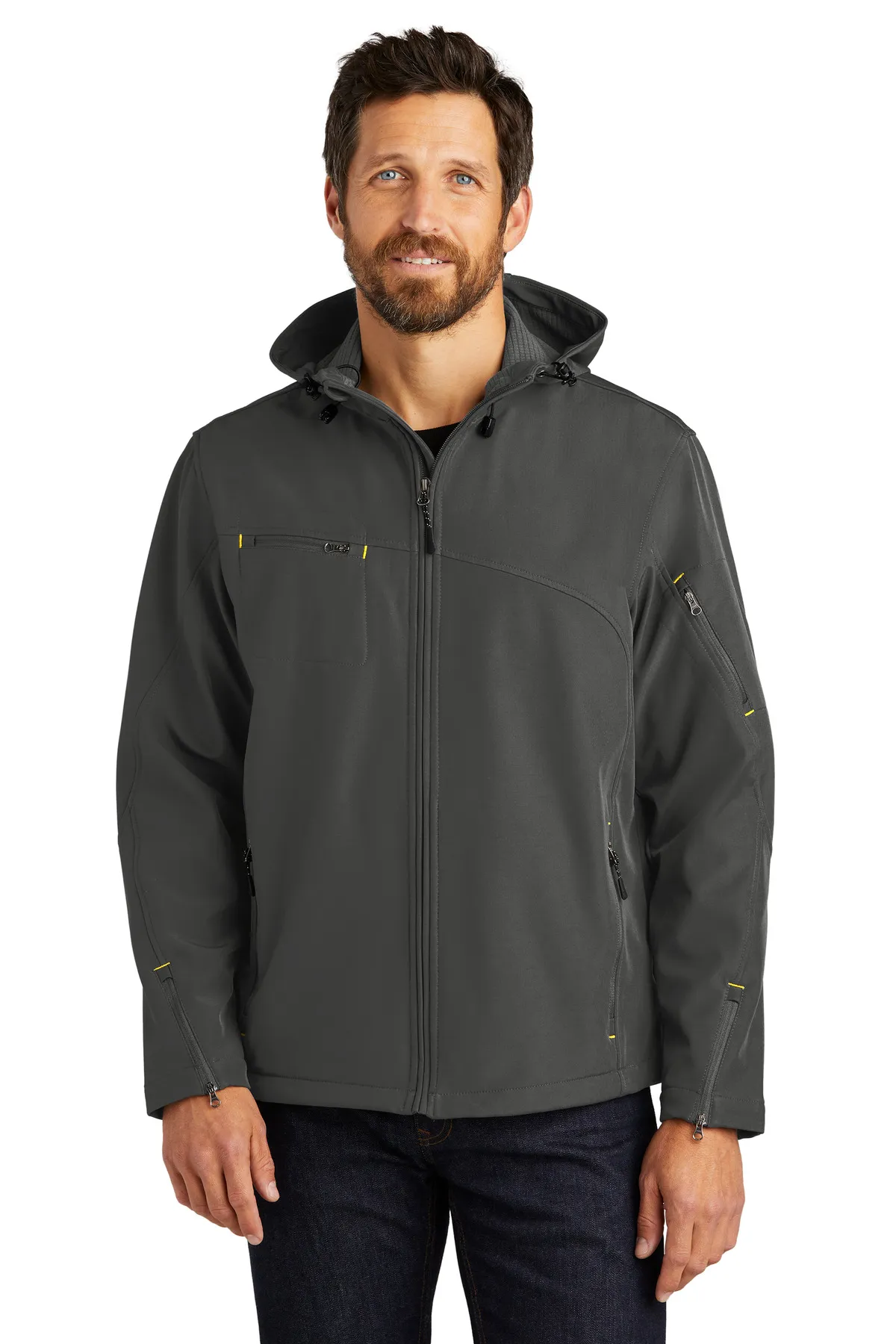 Port Authority Textured Hooded Soft Shell Jacket J706 SKU: J706