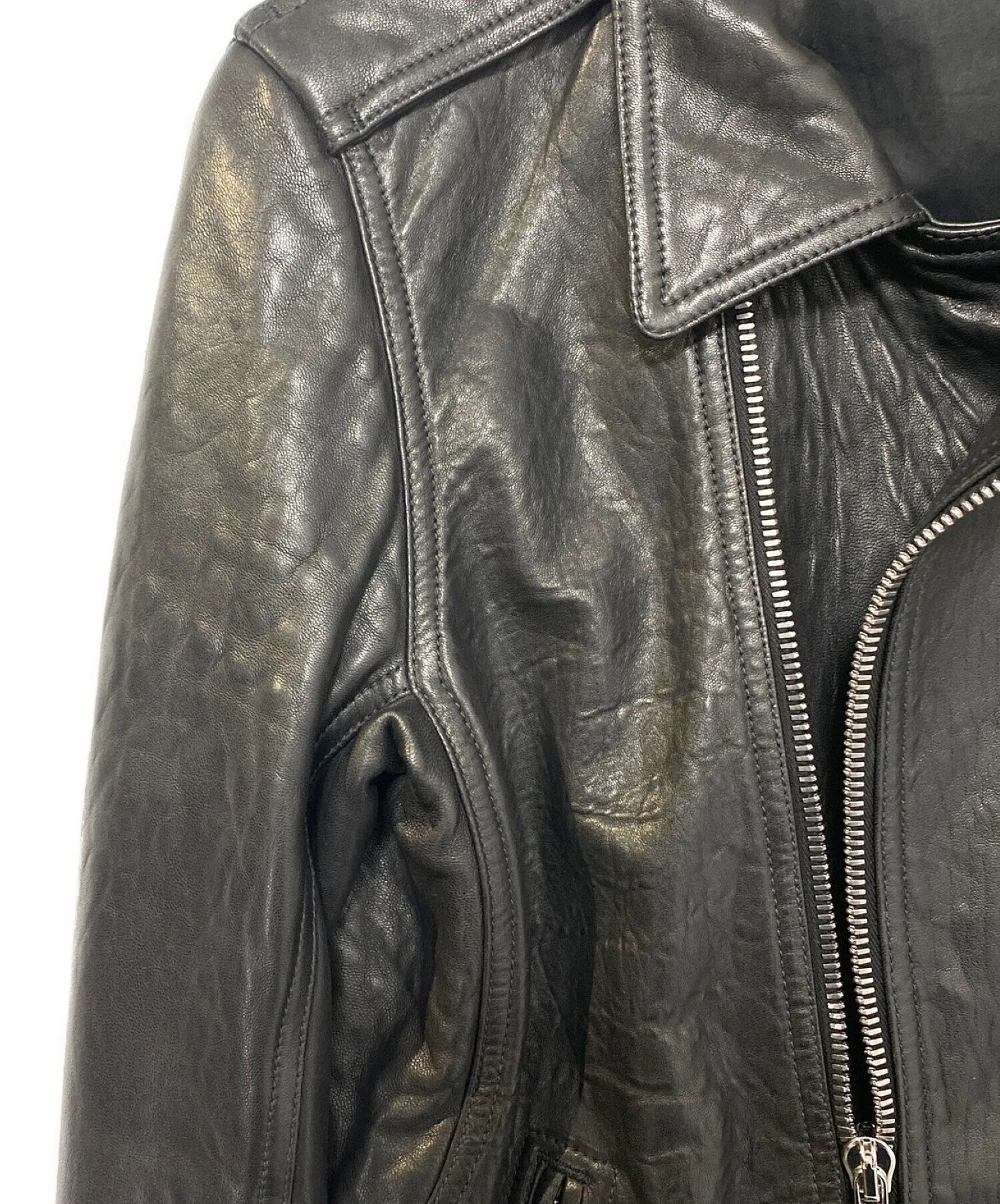 [Pre-owned] RICK OWENS Stooges Leather Biker Jacket RU17F8764-LSK