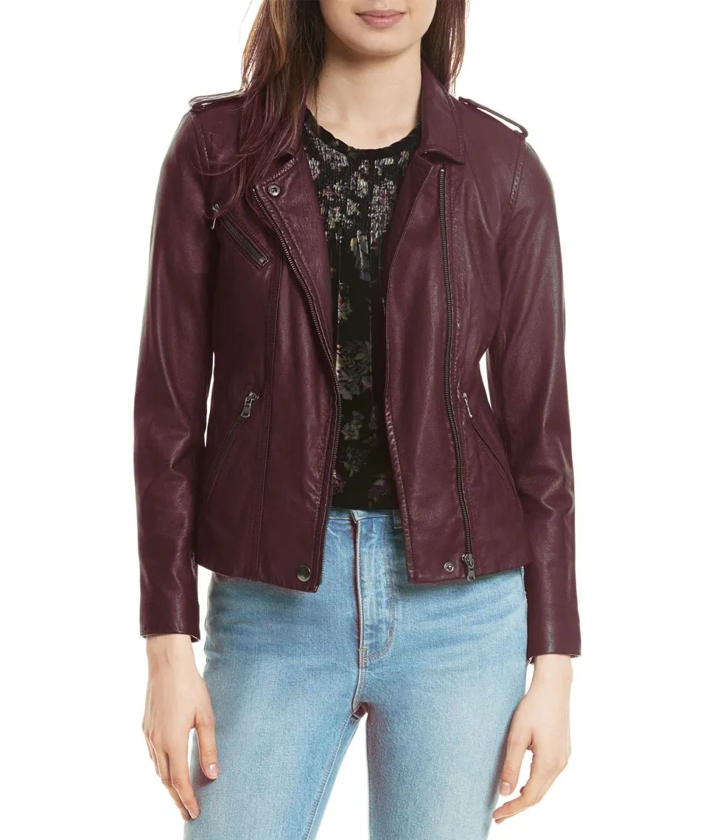 Pretty Little Liars S07 Ashley Benson Maroon Leather Jacket