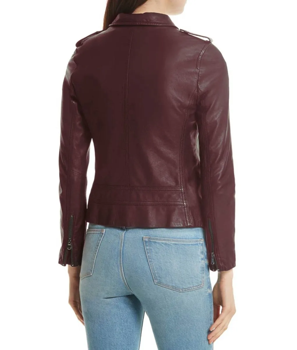 Pretty Little Liars S07 Ashley Benson Maroon Leather Jacket