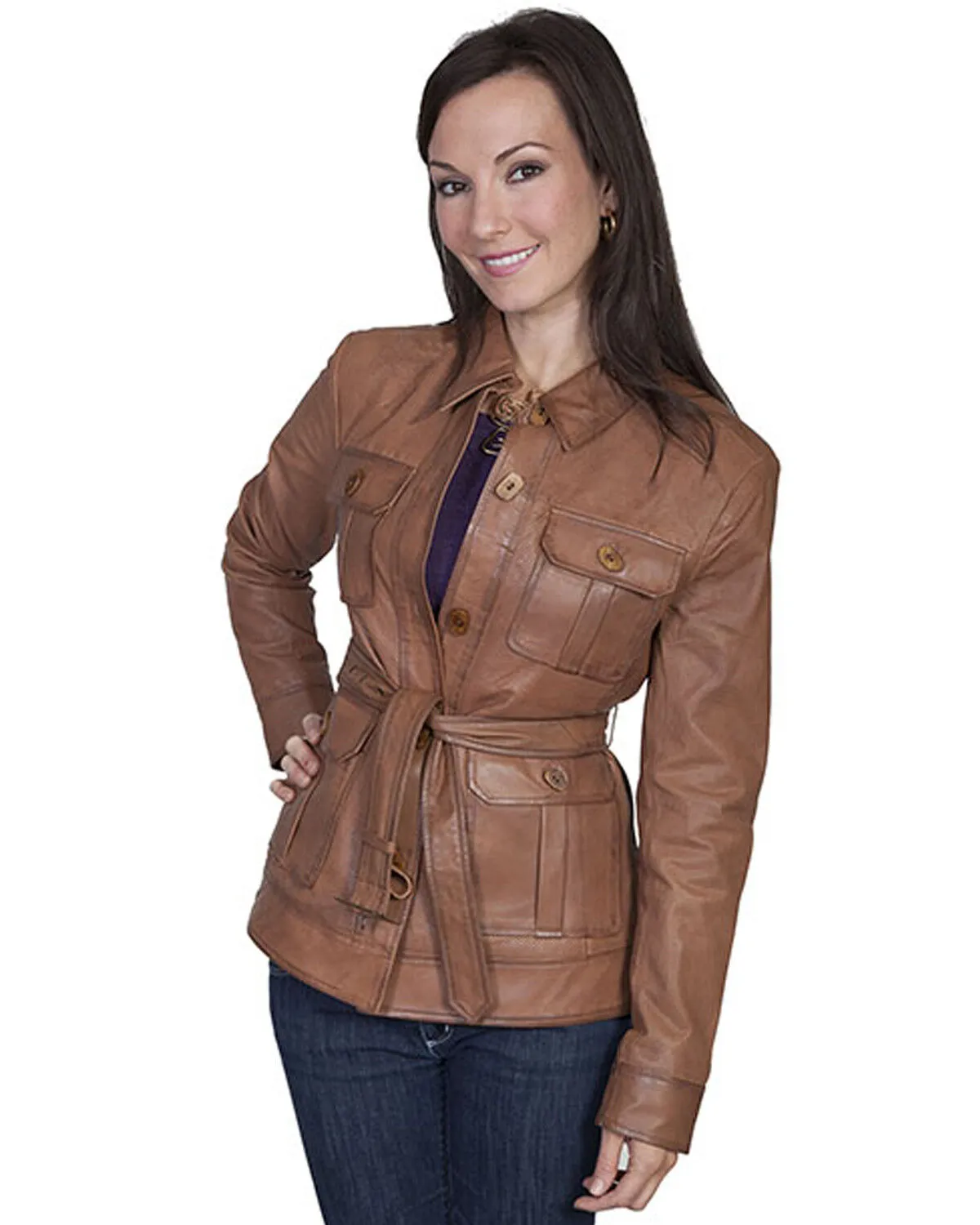 Product Name:  Scully Women's Belted Lamb Leather Jacket