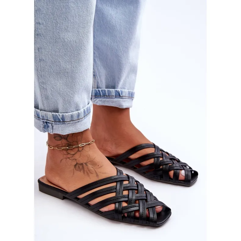 PS1 Women's Sandals With Stripes Black Doralia