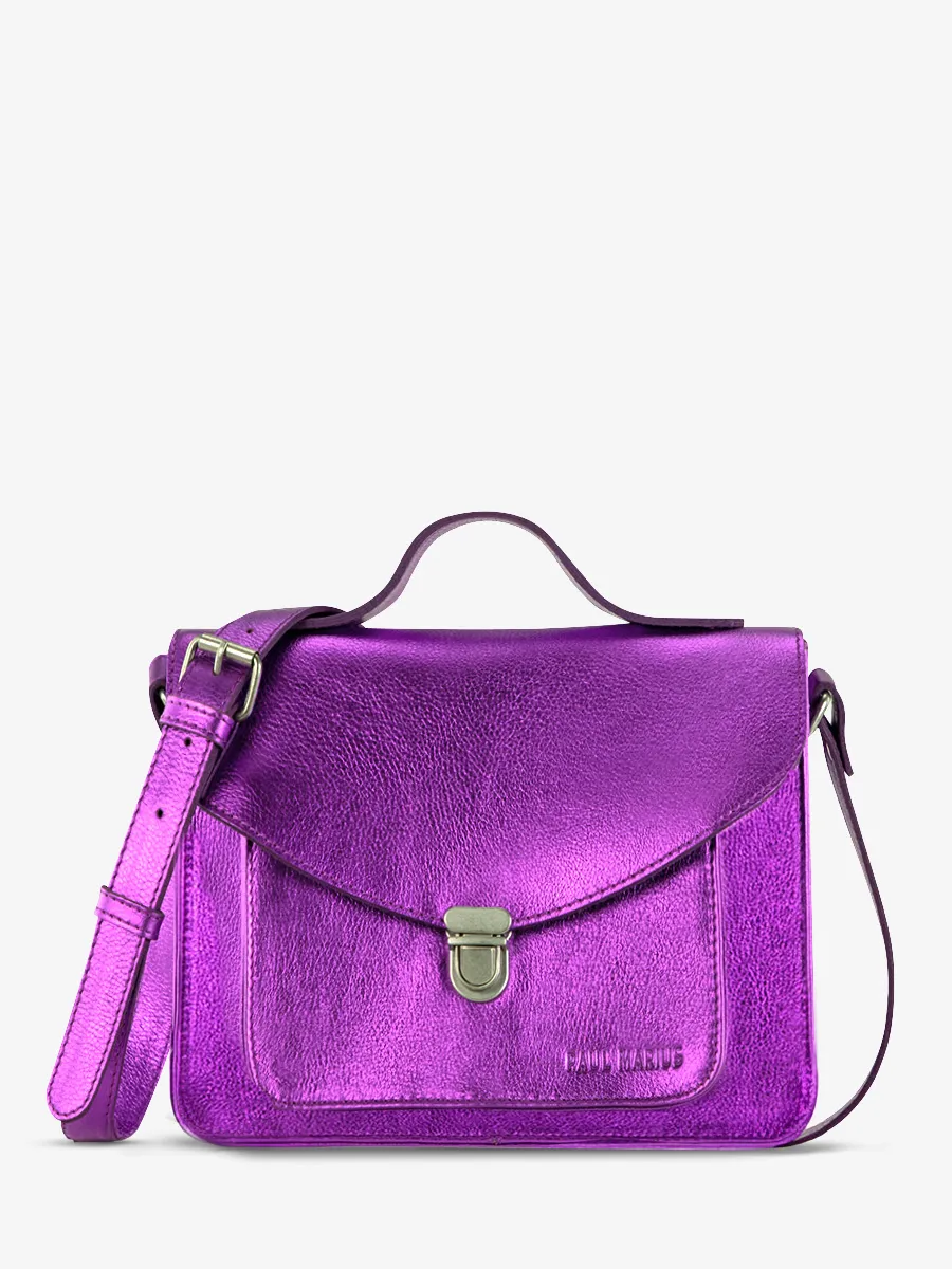 Purple Metallic Leather Handbag for Women - Mademoiselle George Bonbon | PAUL MARIUS