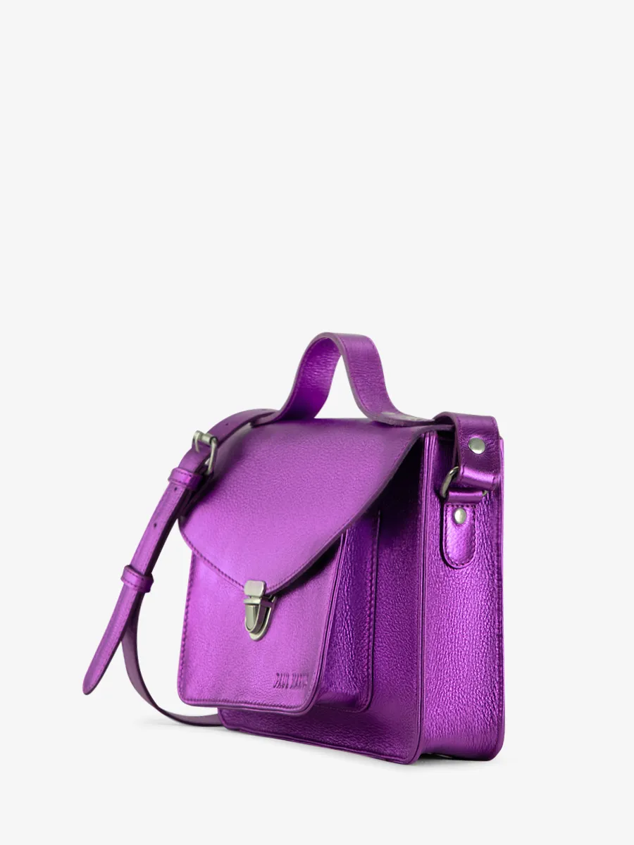 Purple Metallic Leather Handbag for Women - Mademoiselle George Bonbon | PAUL MARIUS