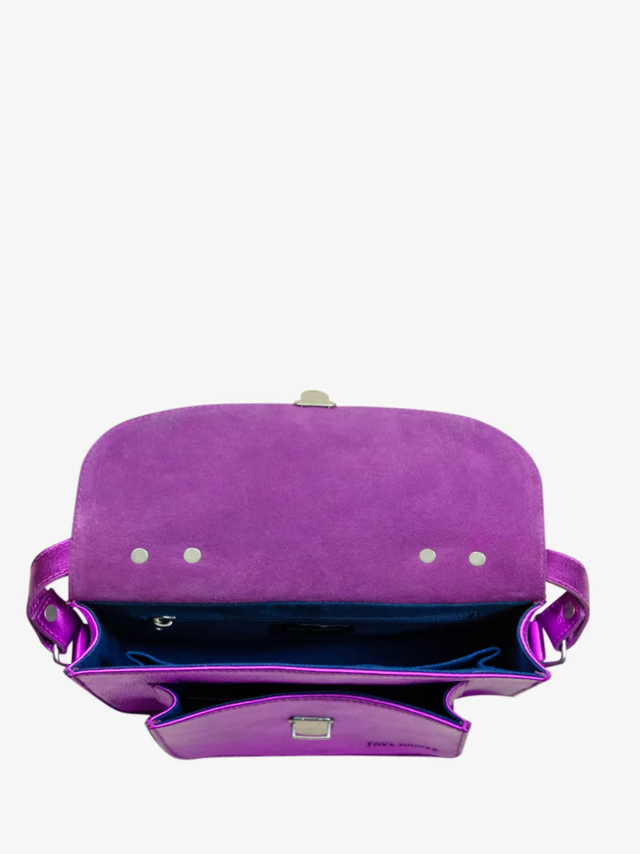 Purple Metallic Leather Handbag for Women - Mademoiselle George Bonbon | PAUL MARIUS