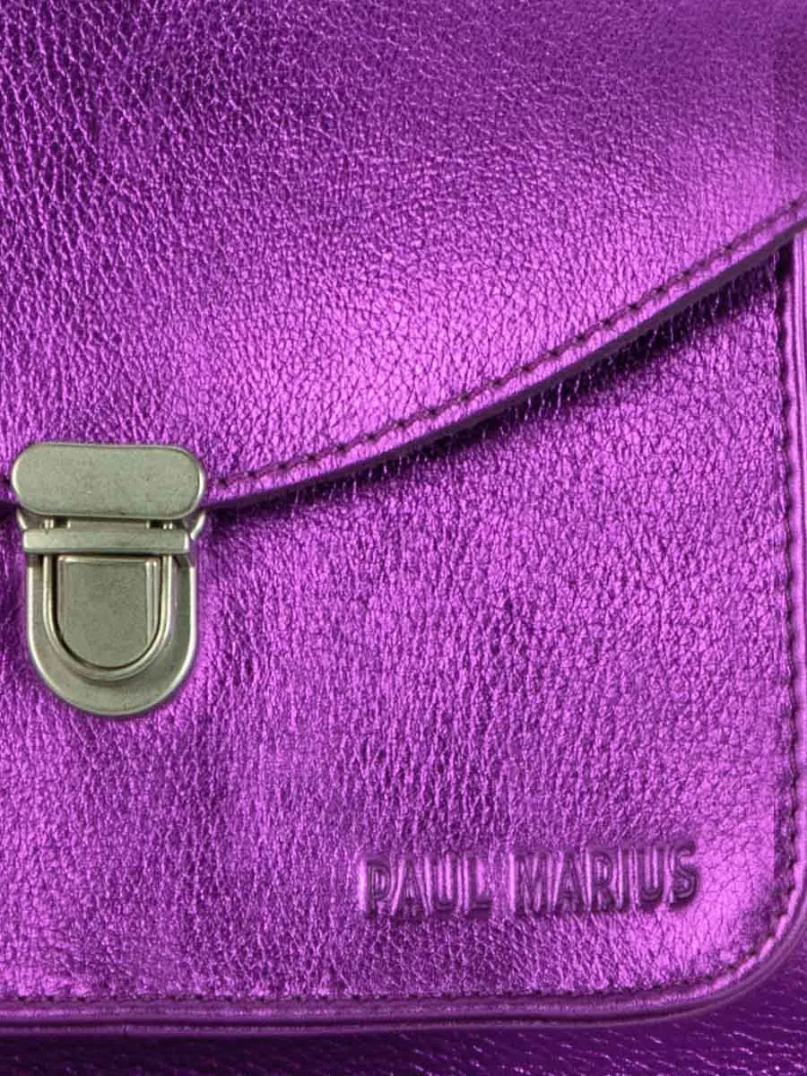 Purple Metallic Leather Handbag for Women - Mademoiselle George Bonbon | PAUL MARIUS