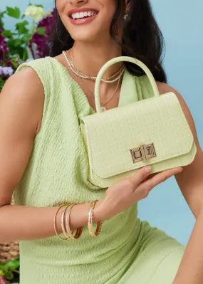 Quiz Lime Faux Leather Croc Print Bag