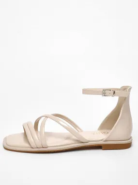 Quiz Nude Faux Leather Twist Front Flat Sandals