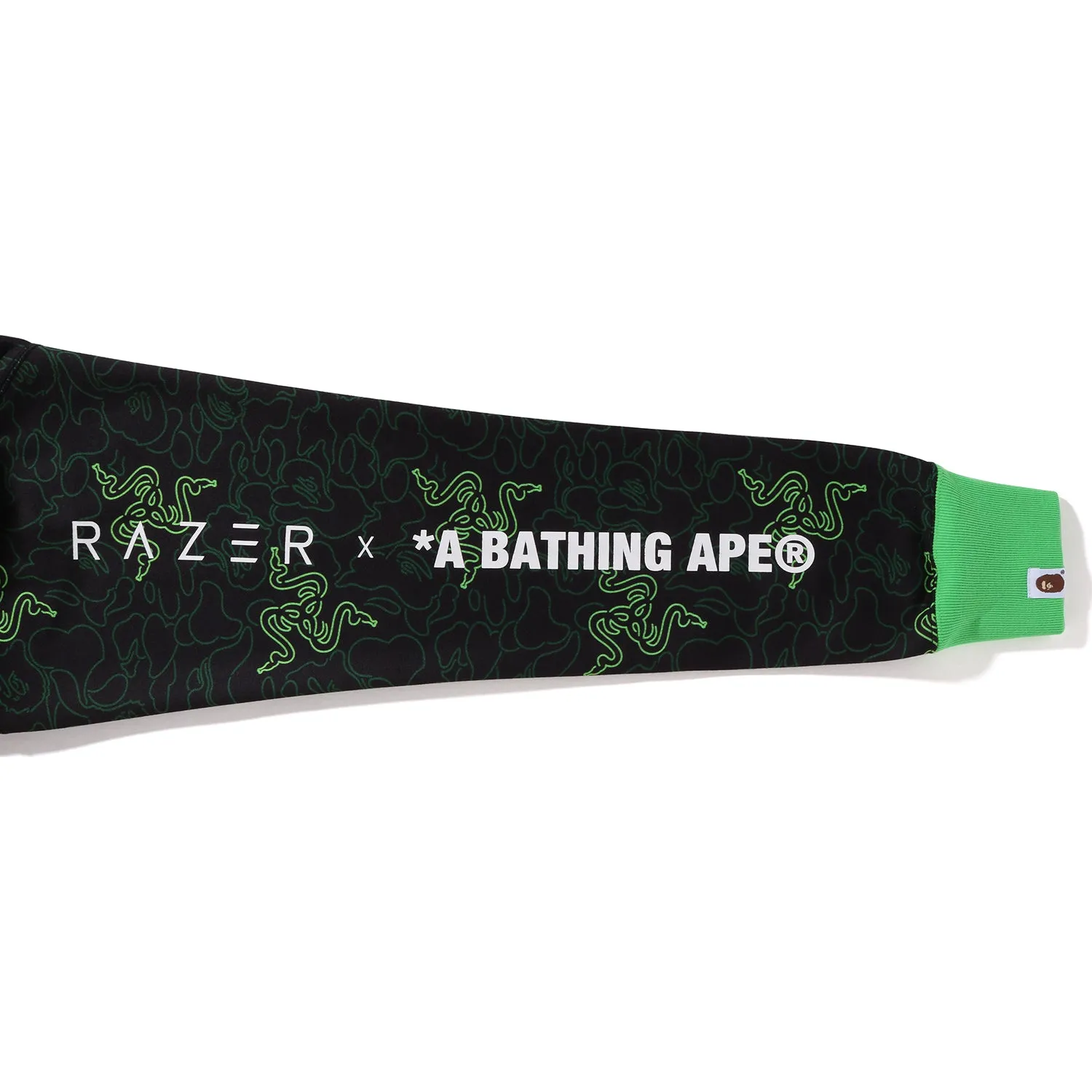 RAZER X A BATHING APE NEON CAMO SHARK FULL ZIP HOODIE MENS