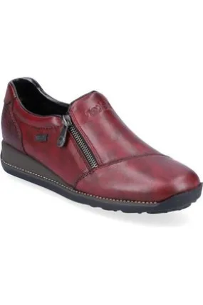 Rieker Ladies Shoes 44265-35 wine slip on waterproof shoe