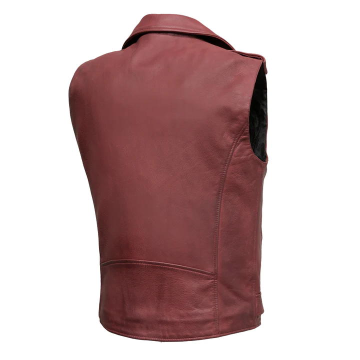 Roller Men’s Motorcycle Leather Maroon Vest