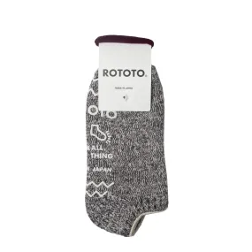 Rototo Recycled Cotton Pile Slipper Socks Ivory / Charcoal