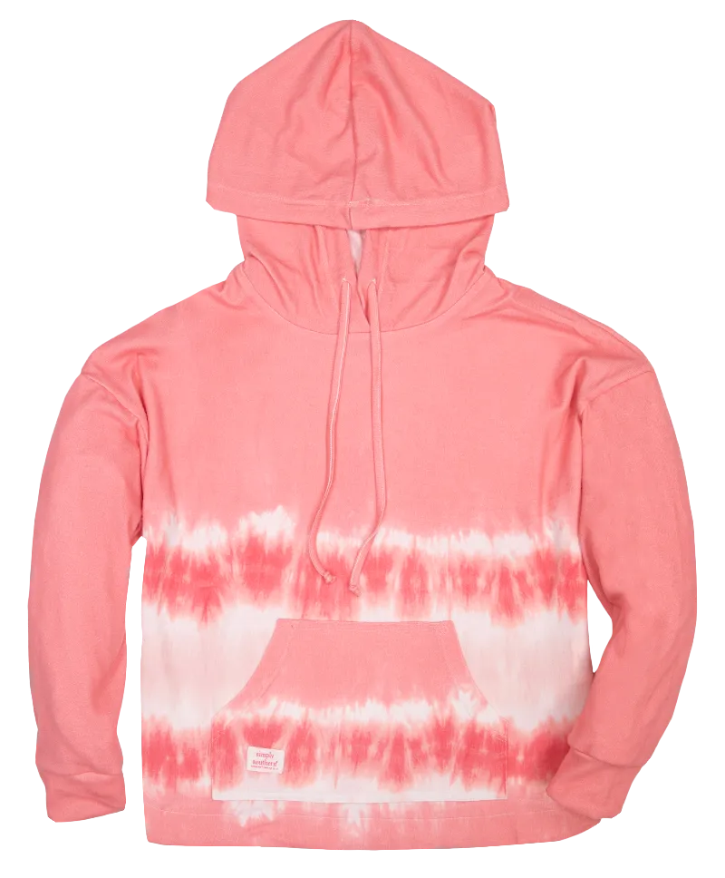 SALE Simply Southern Pink Stripe Tiedye Pullover Hoodie T-Shirt