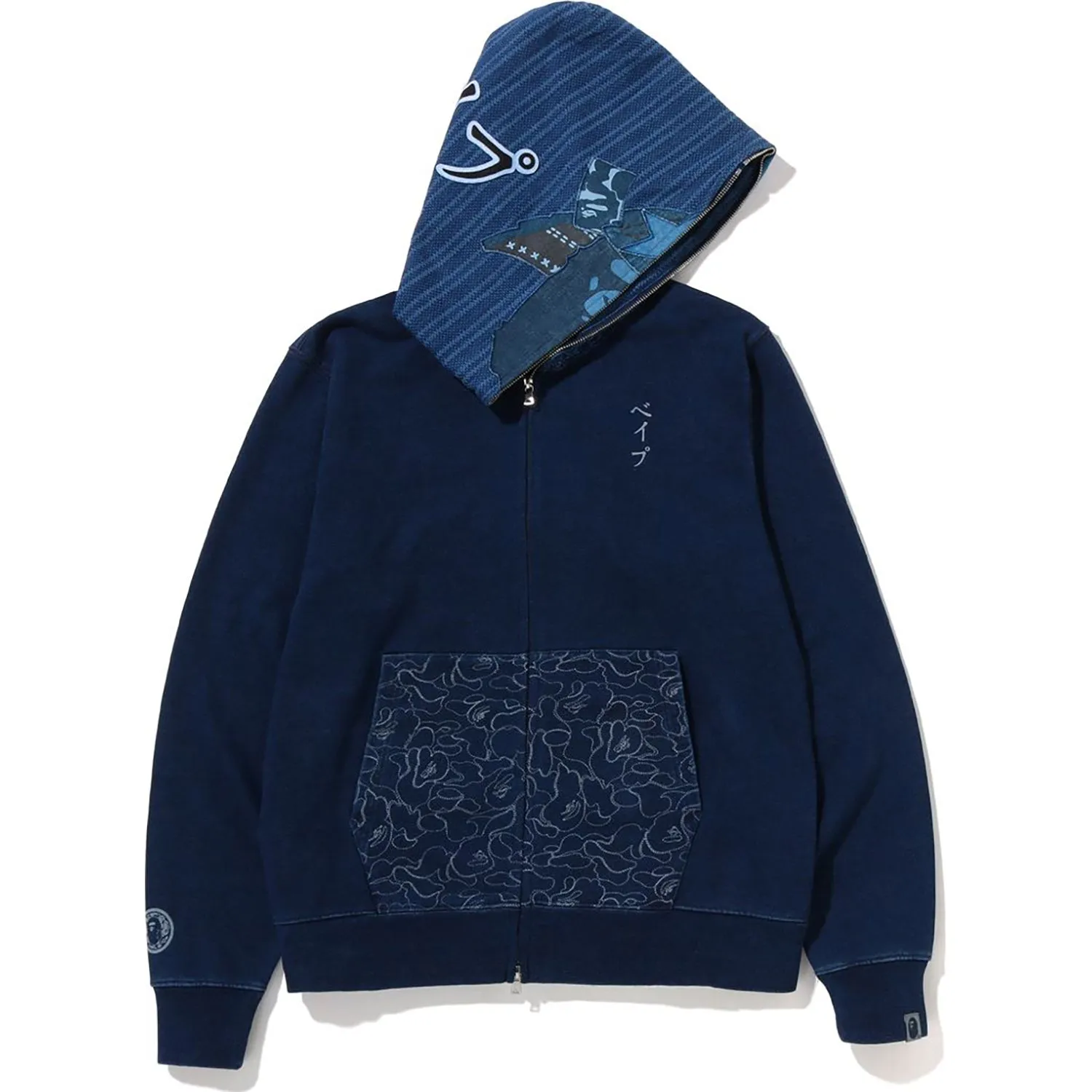 SAMURAI INDIGO FULL ZIP HOODIE MENS