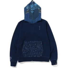 SAMURAI INDIGO FULL ZIP HOODIE MENS