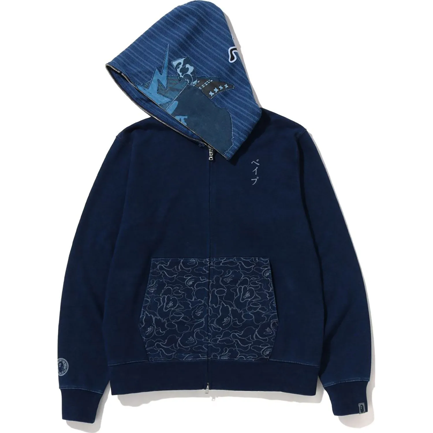 SAMURAI INDIGO FULL ZIP HOODIE MENS