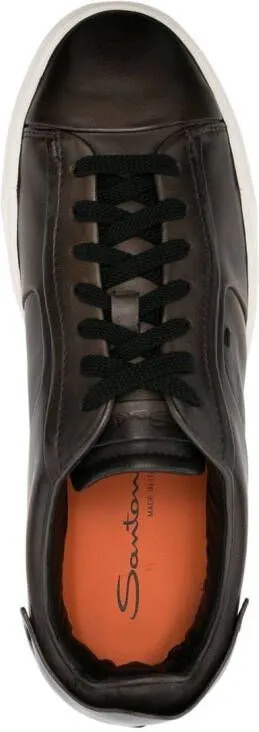 Santoni low-top leather sneakers Brown