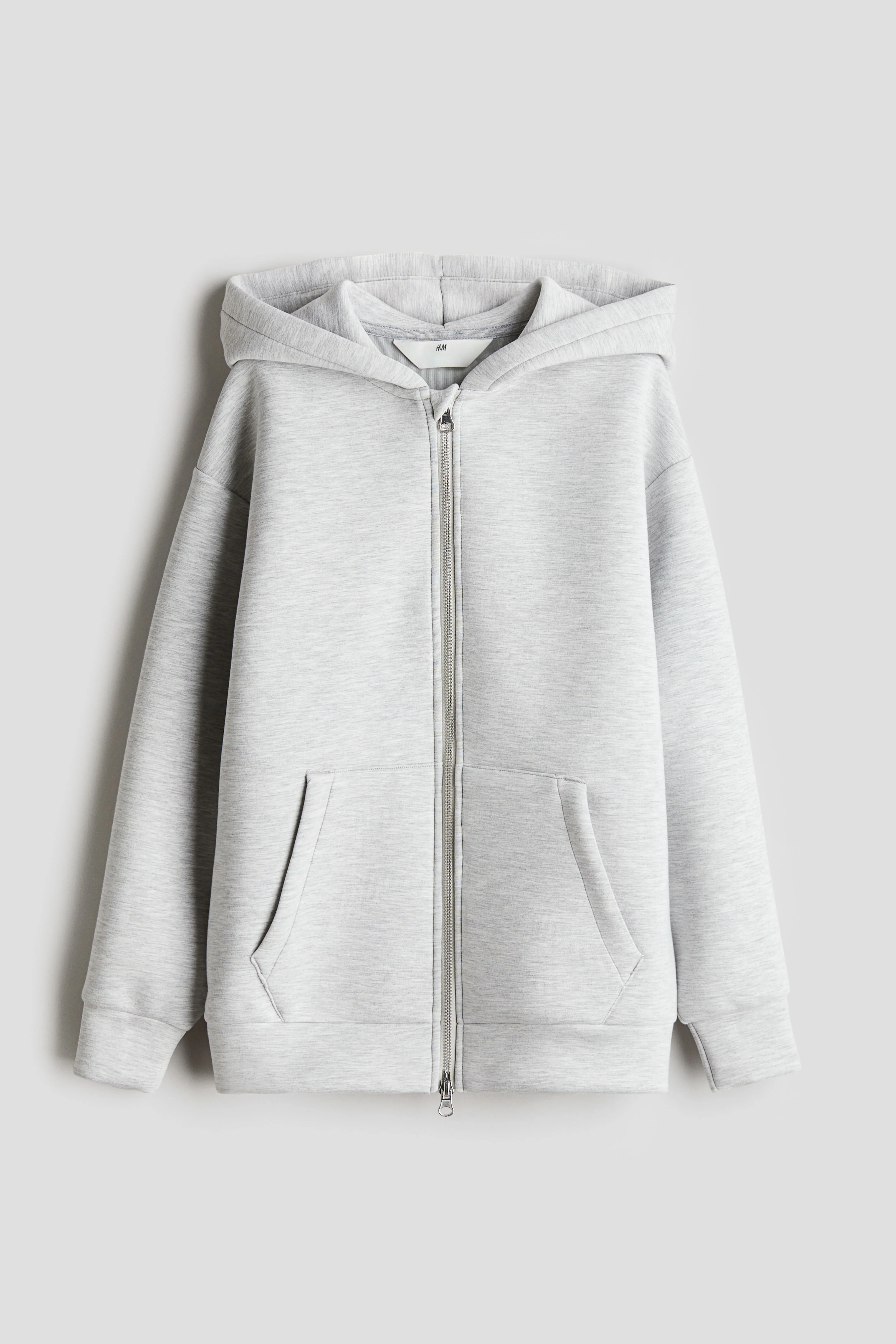 Scuba zip-through hoodie - Long sleeve - Regular length - Light grey marl - Kids | H&M GB