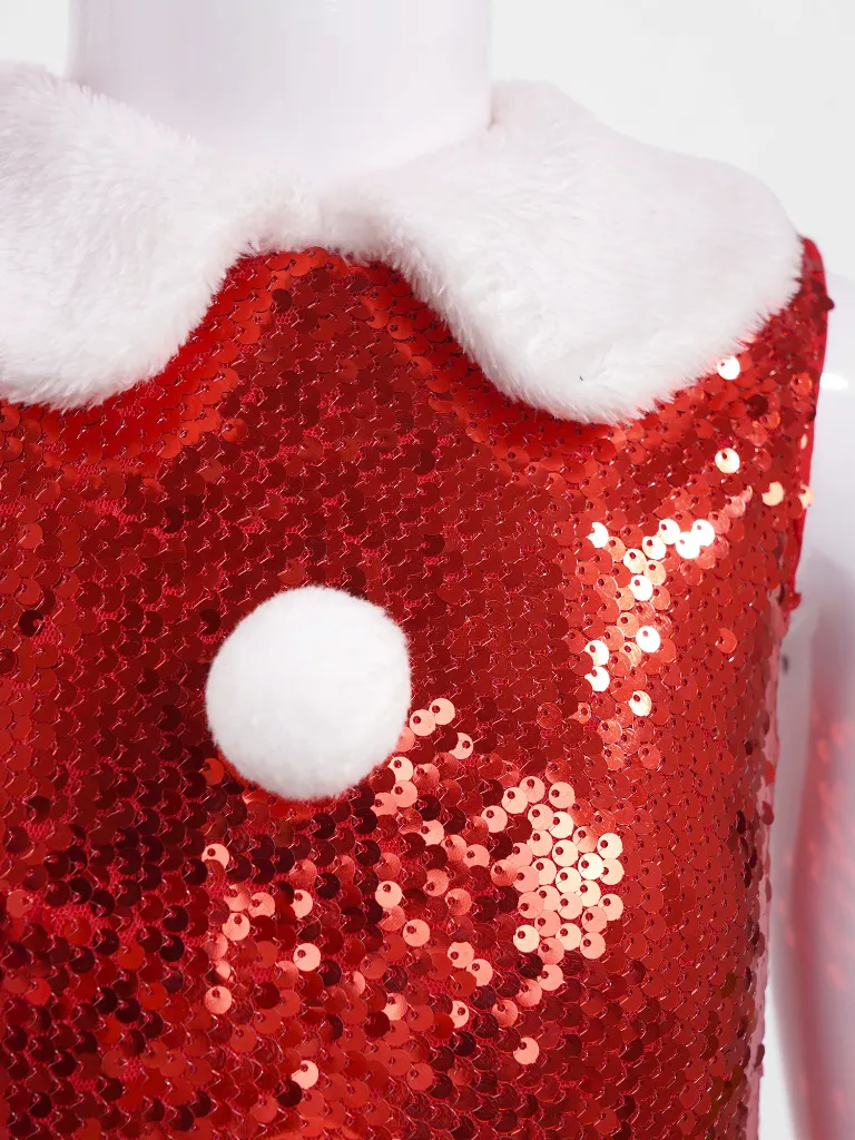 Sequin Santa Dress and Hat Set