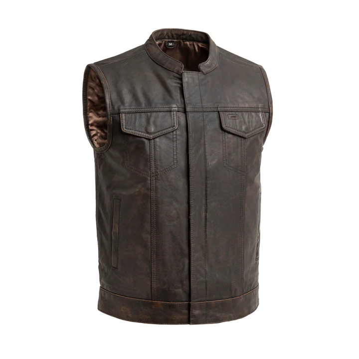 Sharp Shooter Men’s Motorcycle Leather Brown Vest