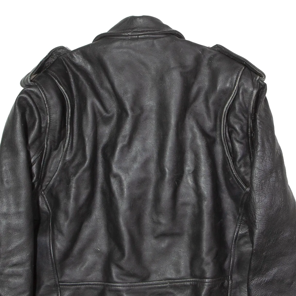 SHEEP LAND Mens Biker Jacket Black Leather 90s M