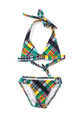 Shoshanna Kids Plaid Ring Halter Bikini