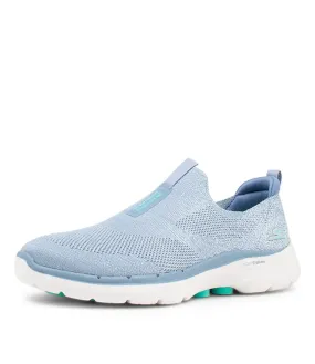 SKECHERS Go Walk 6 Blue Turquoise Fabric Sneakers