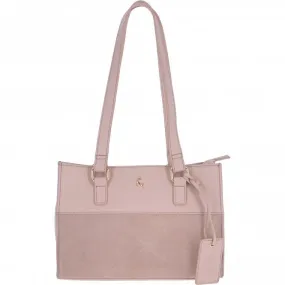 Small Compact Leather And Suede Handbag Dusty Pink- 62450