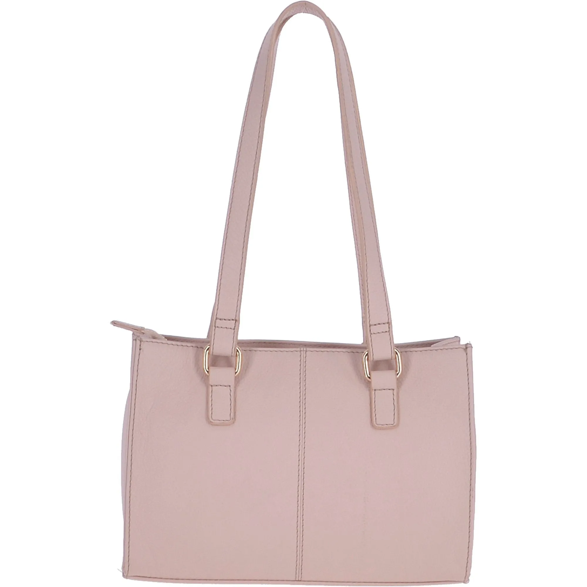 Small Compact Leather And Suede Handbag Dusty Pink- 62450