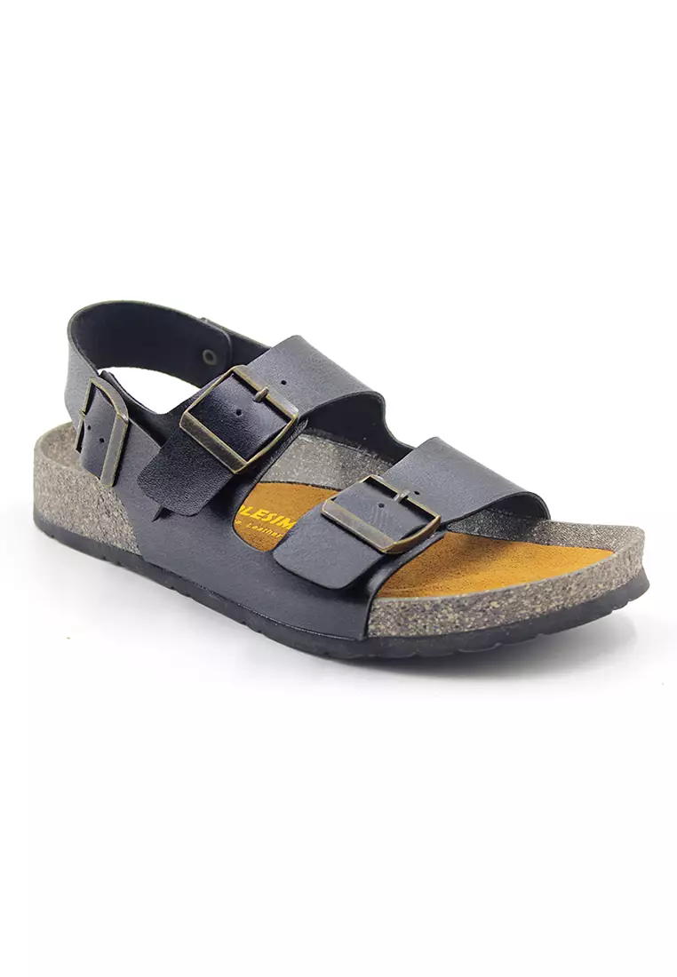 SoleSimple Milan - Black Leather Sandals & Flip Flops & Slipper