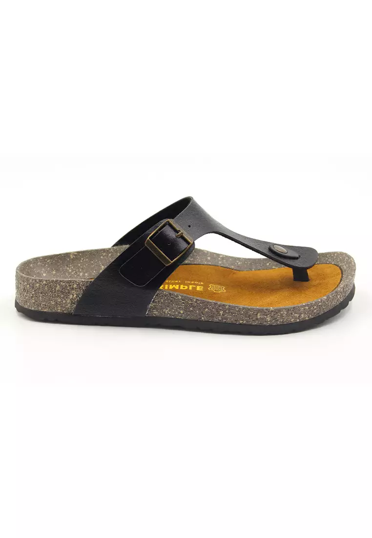 SoleSimple Rome - Black Leather Sandals & Flip Flops & Slipper