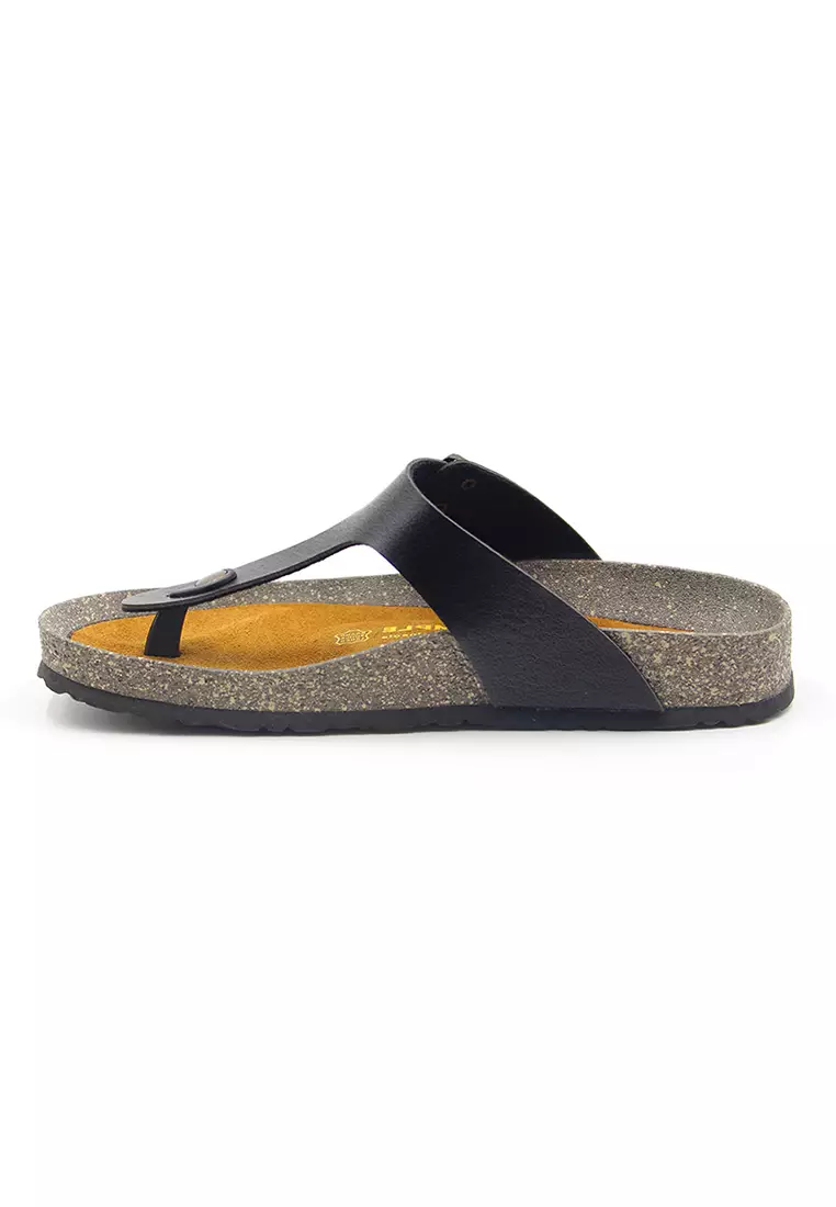 SoleSimple Rome - Black Leather Sandals & Flip Flops & Slipper