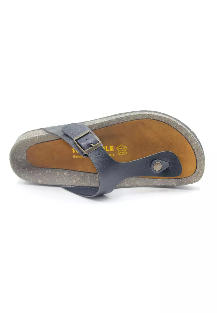 SoleSimple Rome - Black Leather Sandals & Flip Flops & Slipper