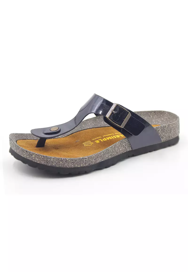 SoleSimple Rome - Glossy Black Sandals & Flip Flops & Slipper