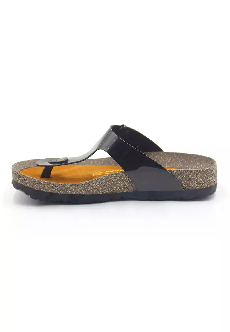 SoleSimple Rome - Glossy Black Sandals & Flip Flops & Slipper