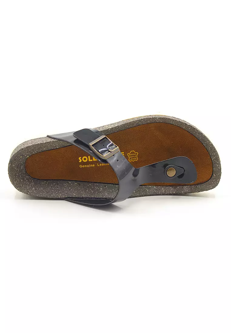 SoleSimple Rome - Glossy Black Sandals & Flip Flops & Slipper