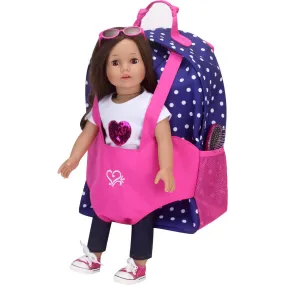 Sophia's by Teamson Kids 18 Doll Polka Dot Doll Carrier Backpack, Navy