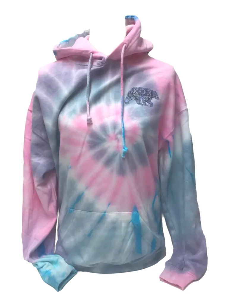 Southern Attitude Tortuga Moon Mandala Bear Tie Dye Burst Pullover Hoodie