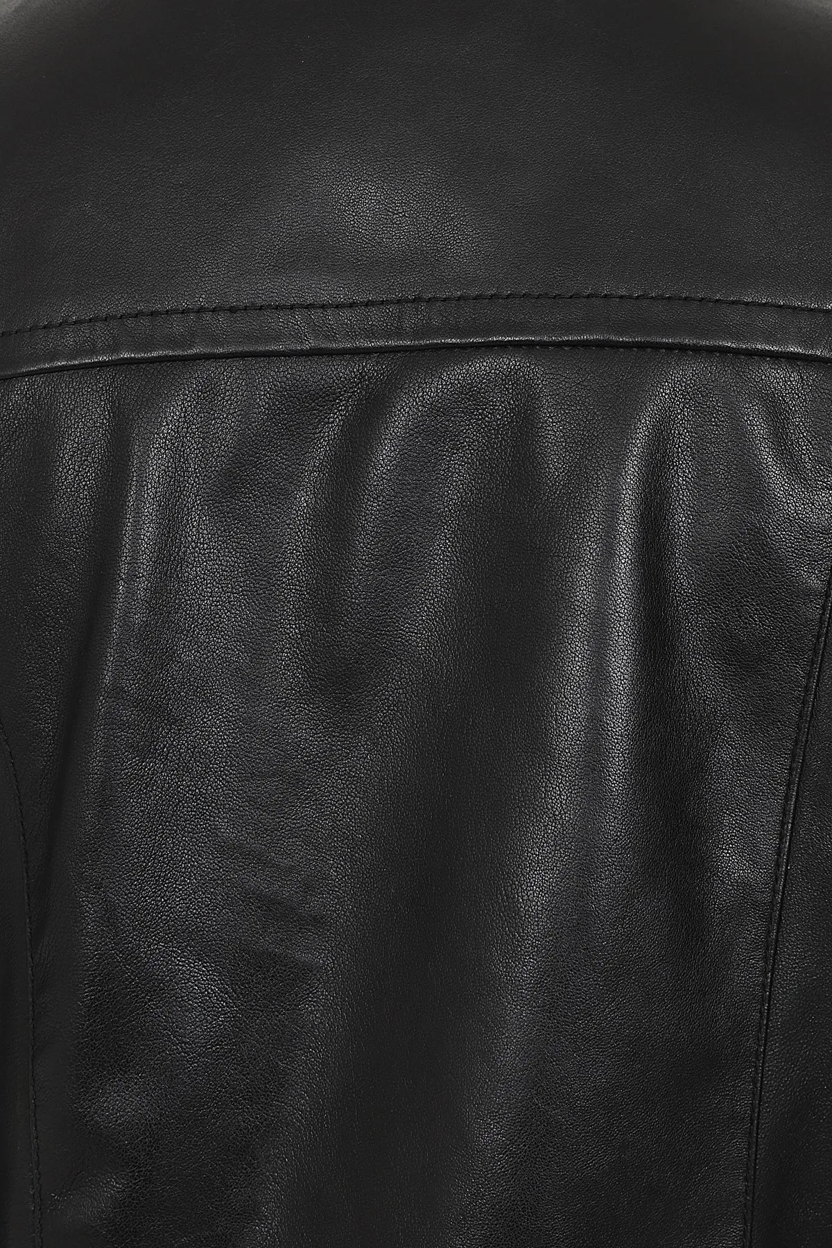  SPECIAL PROMOTION From 99Women's Black Classic Zip Up Genuine Leather Jacket with a “V” Neck  - LAURA