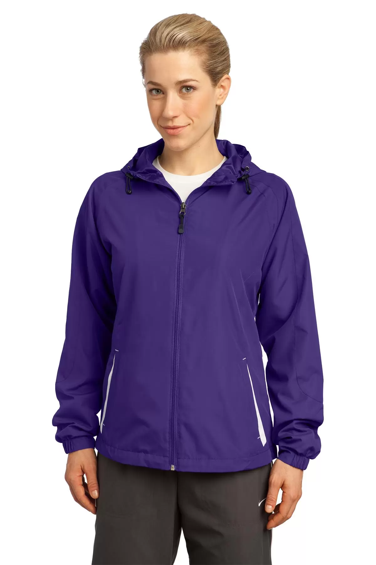 Sport Tek Ladies Colorblock Hooded Jacket LST76 SKU: LST76