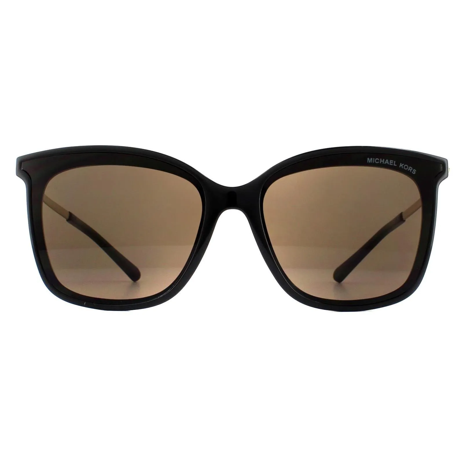 Sunglasses | Square Shiny Black & Metallic Gold Brown Sunglasses | Michael Kors