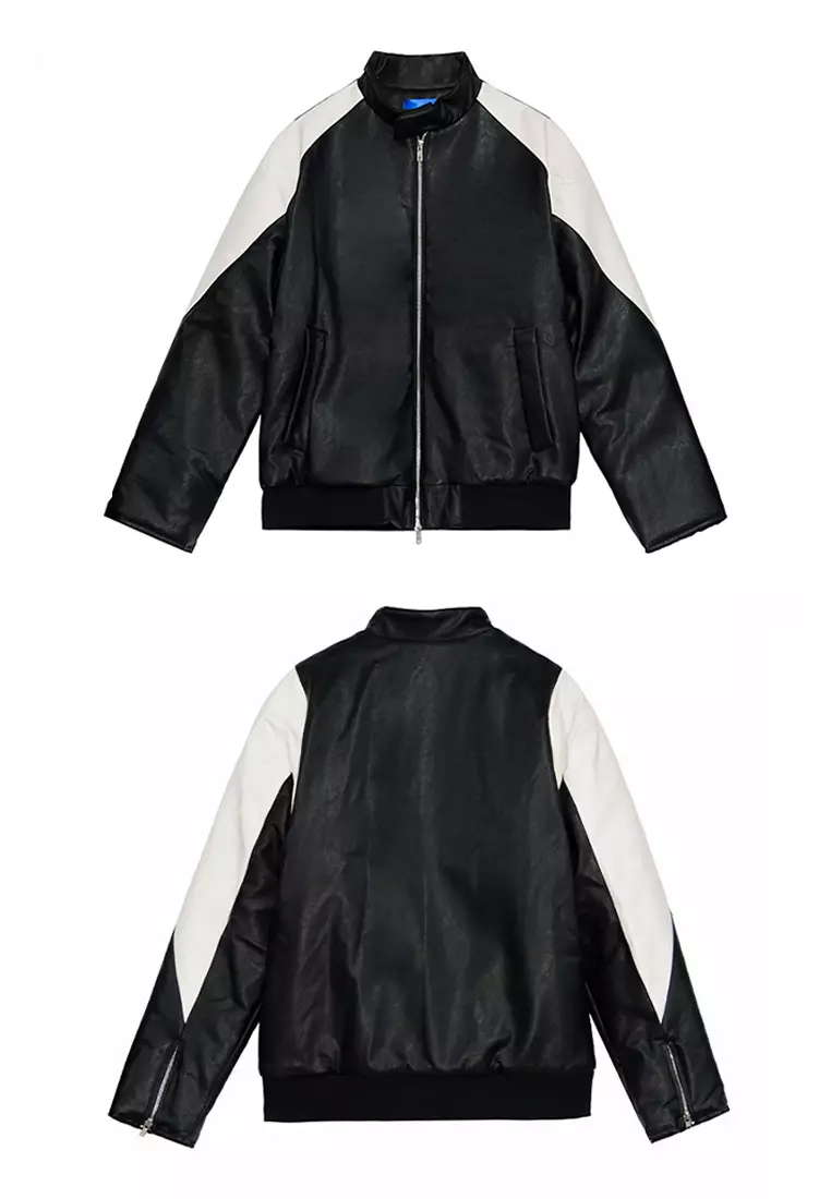 Sunnydaysweety Spring and Autumn Retro Panel Leather Fashion Jacket CA091920