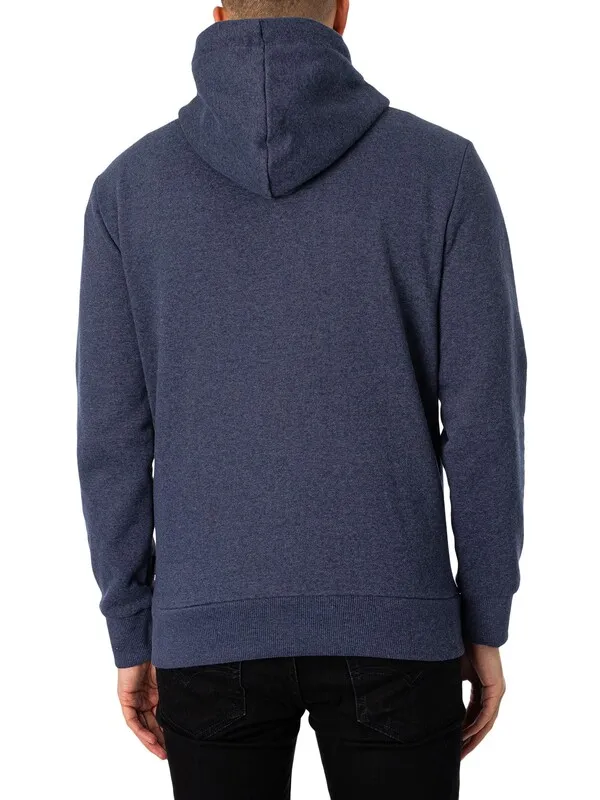 Superdry Classic Vintage Logo Heritage Pullover Hoodie - Indigo Marl