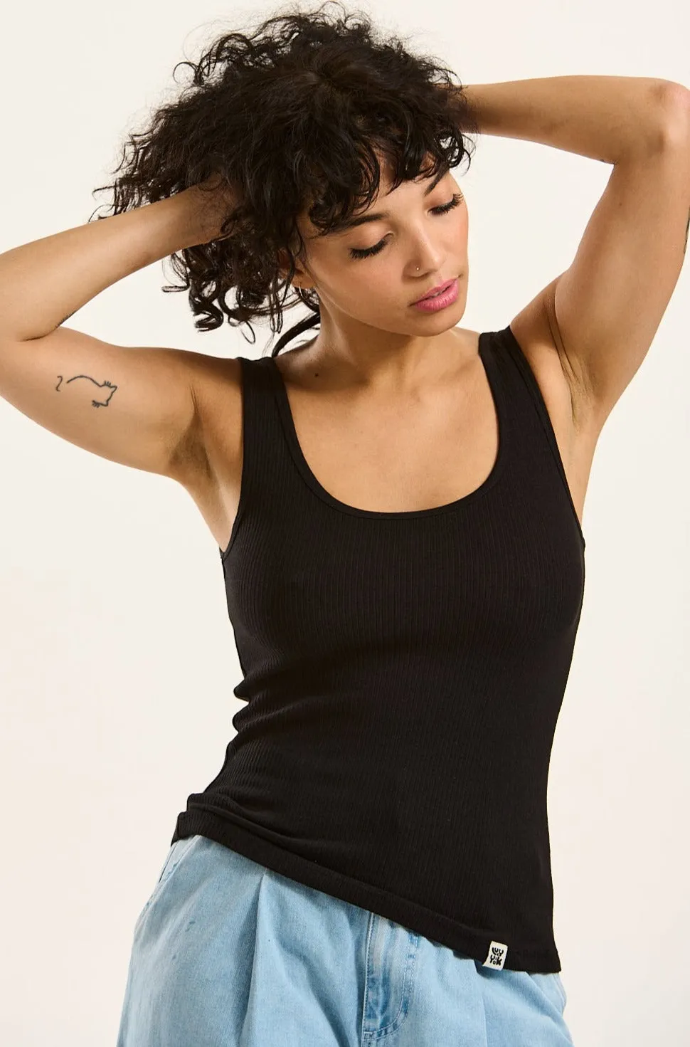 Susie Vest Top: ORGANIC COTTON & LENZING ECOVERO - Black